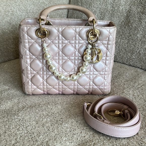 Dior Handbags - Dior Medium Lady Bag in pink  lambskin leather with Cannage stitching
